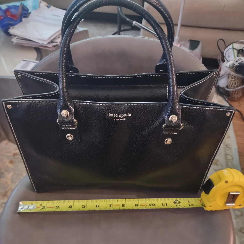 Vintage Kate Spade Black Leather Tote Handbag
